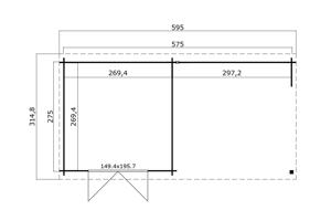 Blokhut met overkapping Fraya 575x275 Onbehandeld vuren