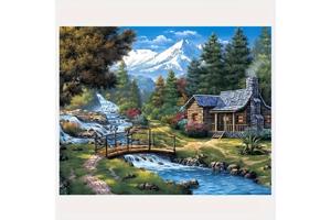 nr 37 Diamond Painting alpen huisje 50x40cm (vierkant)