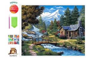 nr 37 Diamond Painting alpen huisje 50x40cm (vierkant)