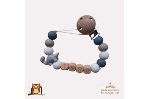 nr 6 noekies naam speenkoord dino langnek grijs wit