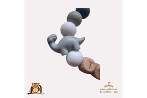 nr 6 noekies naam speenkoord dino langnek grijs wit