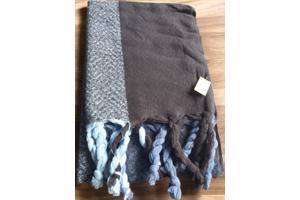 Warme Sjaal Visgraat - Franjes - 180x60 cm - Donkerblauw