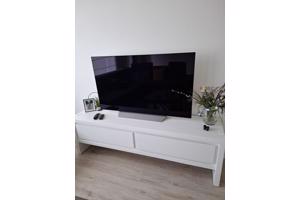 Witte massief houten (tv) dressoir met 2 lades