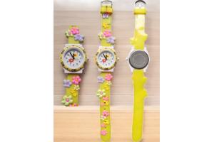 Horloge voor Kinderen - Bloemen - Kast 32 mm - Geel