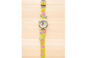 Horloge voor Kinderen - Bloemen - Kast 32 mm - Geel