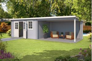 Blokhut met overkapping Aida 760x275 Onbehandeld vuren