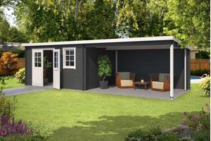 Blokhut met overkapping Aida 760x275 Onbehandeld vuren