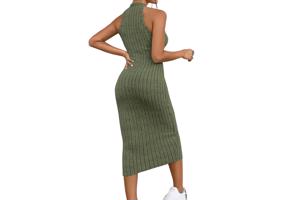 Stretch jurk mouwloos khaki XXL