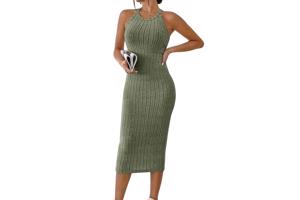 Stretch jurk mouwloos khaki XXL