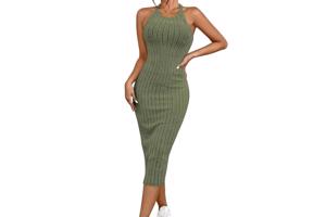 Stretch jurk mouwloos khaki XXL