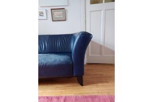 Blauwe leren 3 sits bank