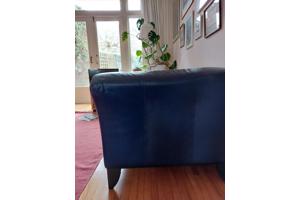 Blauwe leren 3 sits bank