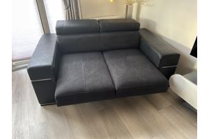 Zwart leren bank, 2p elektrisch