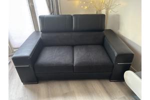 Zwart leren bank, 2p elektrisch