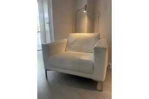 Witte leren stoel fauteuil designer