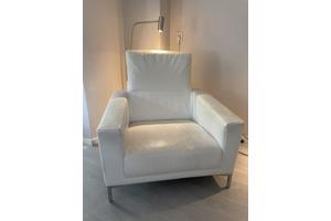 Witte leren stoel fauteuil designer