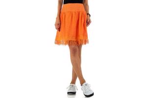 Drole de Copine rok gaatjes patroon oranje M/L 38/40