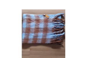 Warme Sjaal Geruit - Franjes - 180x60 cm - Blauw