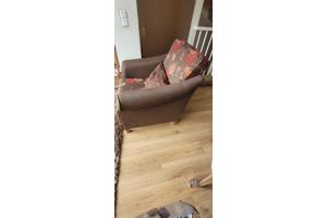 Fauteuil stof +poef en bankstel