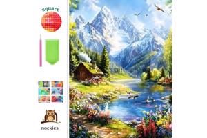 nr 25 Diamond Painting landschap bergen 50x40cm (vierkant)