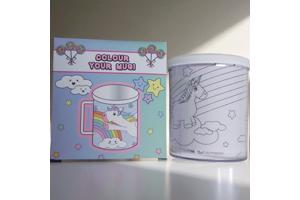 kleur je eigen beker - unicorn - met 3 tekeningen