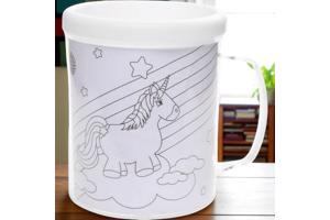 kleur je eigen beker - unicorn - met 3 tekeningen