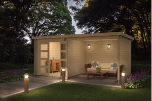 Blokhut met overkapping Helena 472x230 Onbehandeld vuren