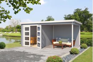 Blokhut met overkapping Helena 472x230 Onbehandeld vuren