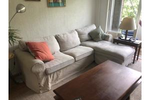 3-zits bank met chaise longue | IKEA Ektorp bank | Beige