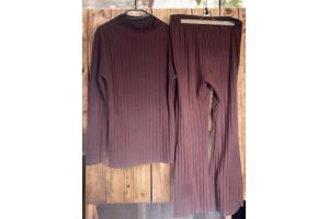 Tweedelige stretchy kleding set wijnrood XXL