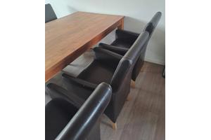 6 eetkamerstoelen (bruin leer)