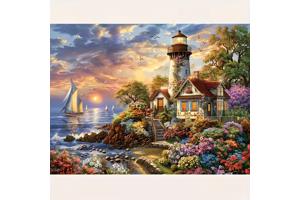 nr 32 Diamond Painting Kust strandhuis 40x50cm (vierkant)