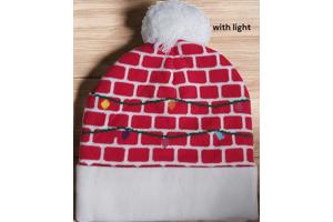 Muts met Pompon en Lampjes - Thema Kerst - Beanie - Acryl -