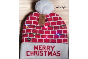 Muts met Pompon en Lampjes - Thema Kerst - Beanie - Acryl -