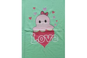 Glo-story t-shirt licht groen octopus love L