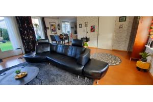 Zwart leder bank 3 zits