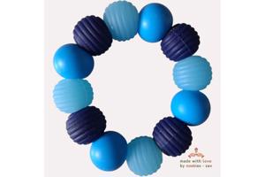 Noekies Handgemaakte Bijtring blauw lichtblauw - Nieuw!