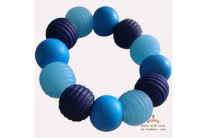 Noekies Handgemaakte Bijtring blauw lichtblauw - Nieuw!