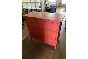 Ikea HEMNES Ladekast 3 lades, Rood, goede conditie