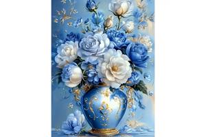 nr 26 Diamond Painting bloemen blauw 50x40cm (vierkant)