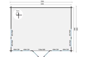 Blokhut - Tuinhuis Clockhouse | 44 mm | vuren onbehandeld