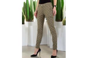 Place du Jour bedrukte broek met gouden cactus opdruk khaki