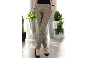 Place du Jour bedrukte broek met gouden cactus opdruk khaki