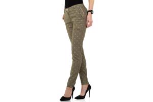 Place du Jour bedrukte broek met gouden cactus opdruk khaki