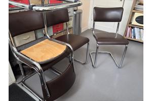 4x vintage buisframe slede stoel