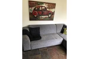 Hoekbank 250 bij 187cm van stof