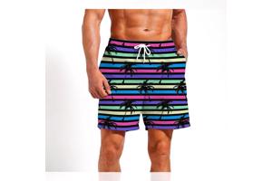 Zwembroek - short meerkleurig met palmbomen XL