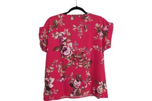 Shirt rood bloemen patroon M