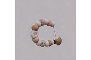 Speenkoord wit beige met wit bloemetje