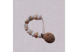 Speenkoord wit beige met wit bloemetje